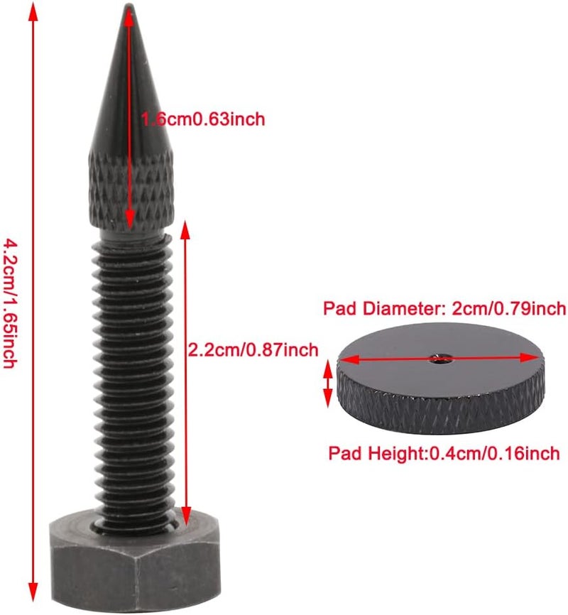 Flushbay 4 Pack Speaker Spikes Floor Protectors Adjustable Speaker Isolation Spikes M6 Black for Subwoofer CD DVD Player Turntable Recorder Chassis with Speaker Isolation Feet Pad (M6) - Image 3